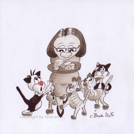 Renate Kimmel und ihre fünf Katzen